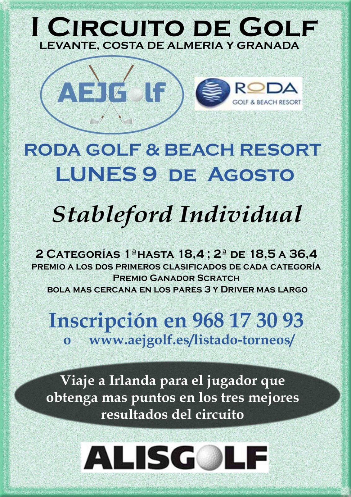 09/08/2021 – I CIRCUITO DE GOLF LEVANTE, COSTA DE ALMERIA Y GRANADA RODA GOLF