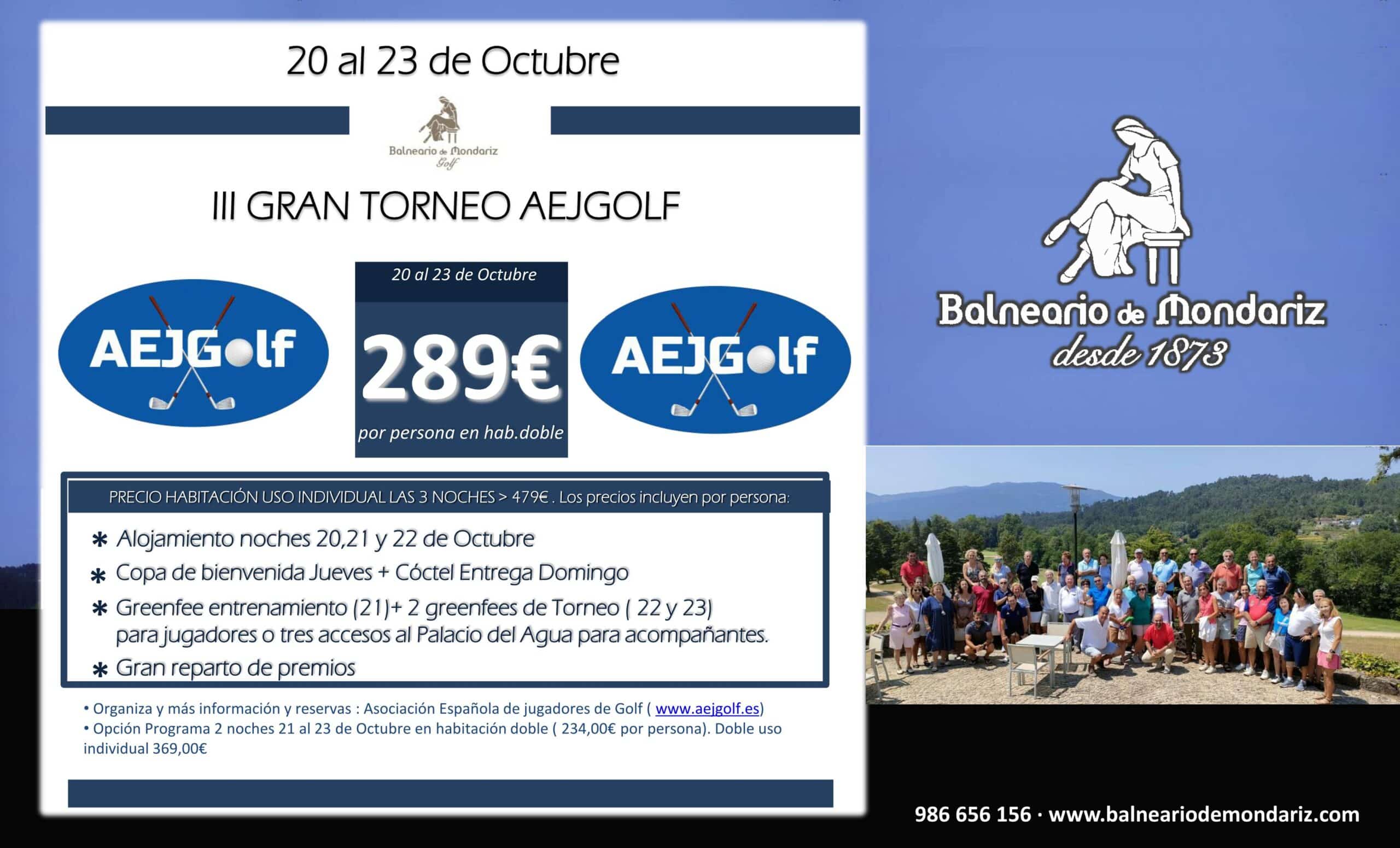 III TORNEO AEJGOLF BALNEARIO DE MONDARIZ (Del 20/10/2022 al 23/10/2022)